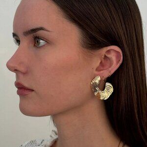 NEW Cullen Minimalist 14K Gold Plated Swirl Spiral Statement Earrings